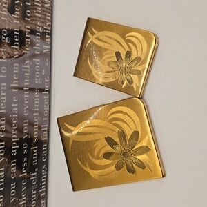Elgin American Gold-tone Vintage Cigarette Case & Powder Mirror Compact Set